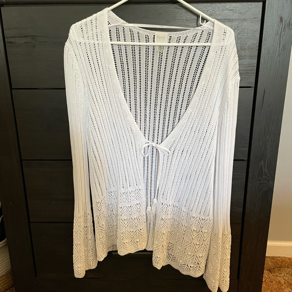 White Tie Front Cardigan